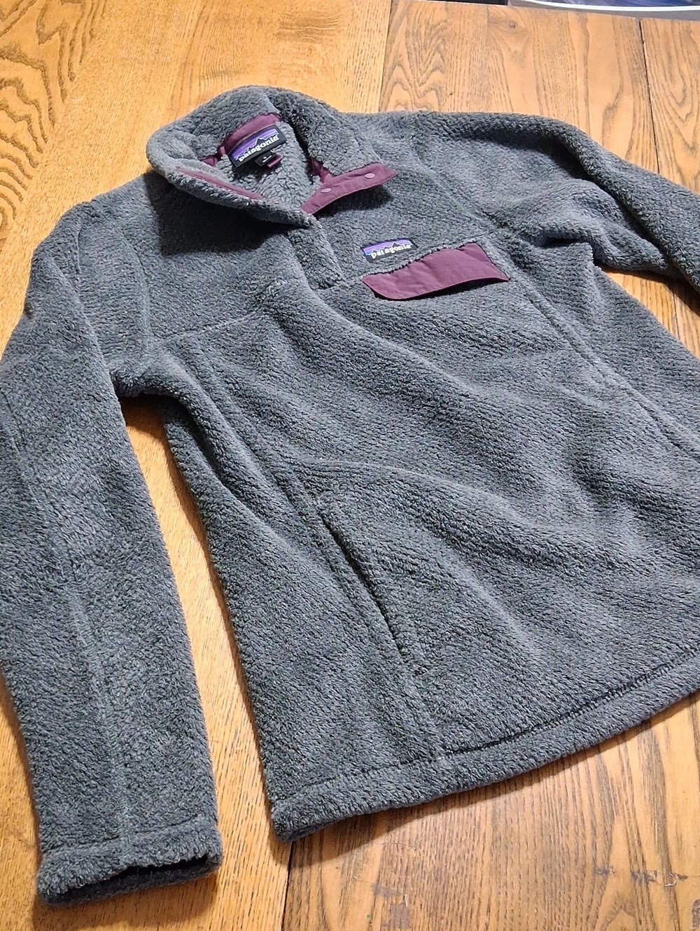 PATAGONIA Women Jacket Sweater Preowned SMALL GREY GRAY Used Coat Long Sleeves